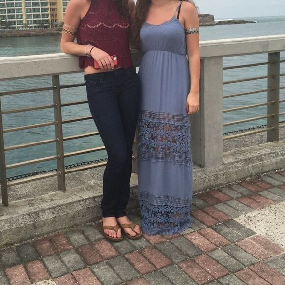 Tobi Light Blue Crochet Boho Sleeveless Maxi Dress - Picture 3 of 12